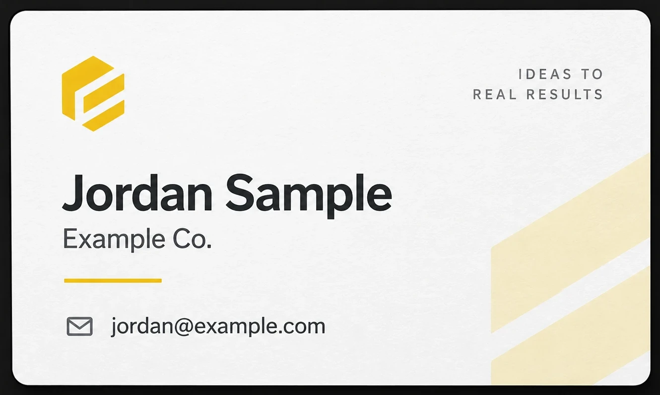 Sample business card for Jordan Sample at Example Co., the kind of photo sent through Telegram